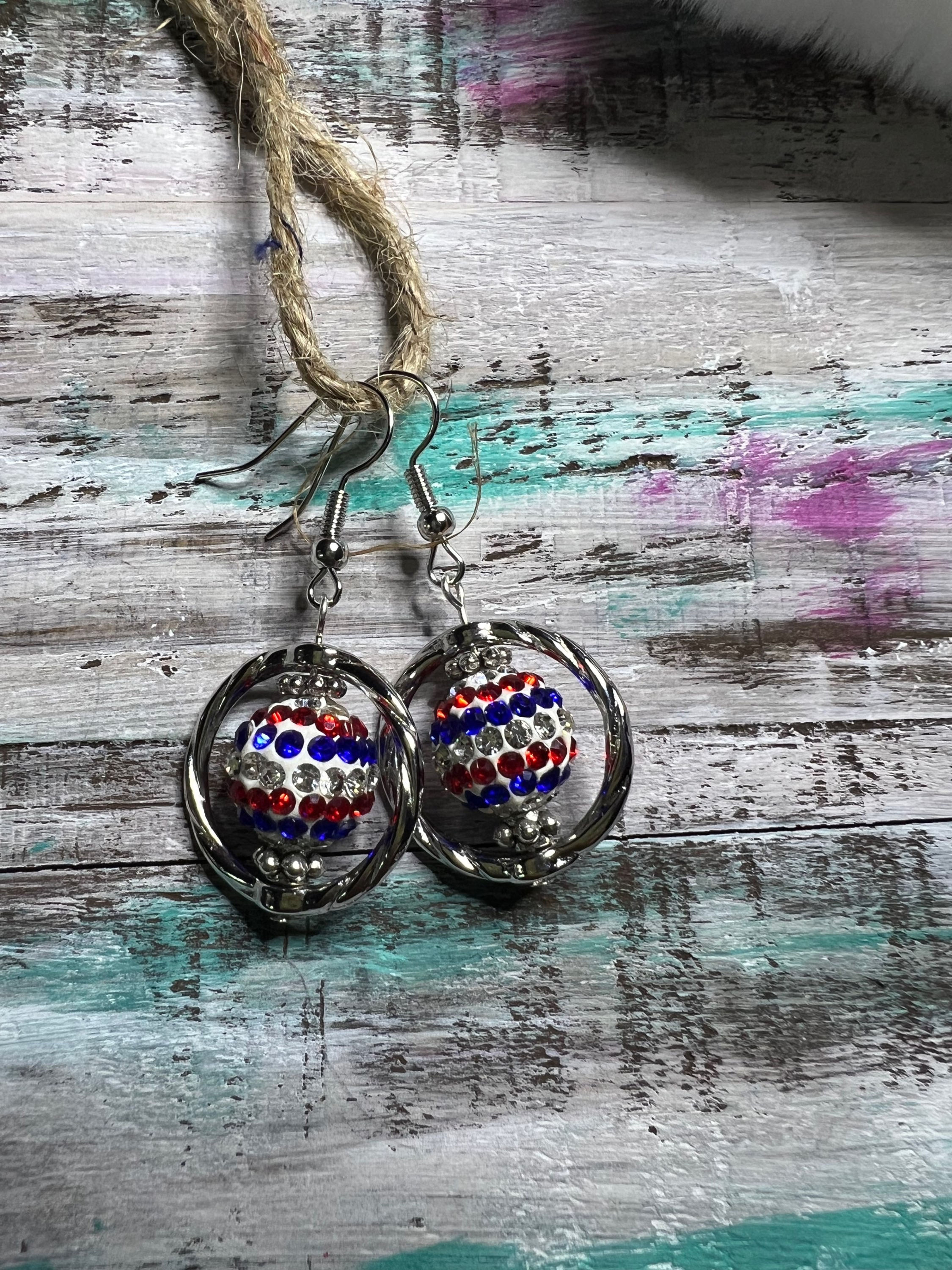 Patriotic Bling Bead Earrings 