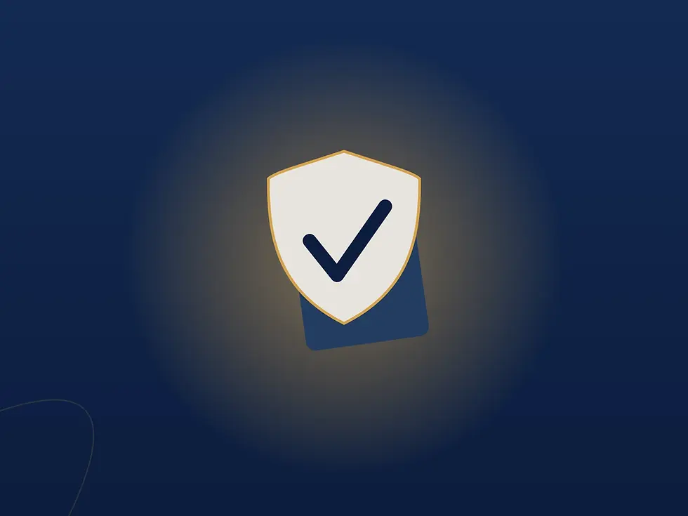 Illustration of a shield and checkmark representing caregiver background screening
