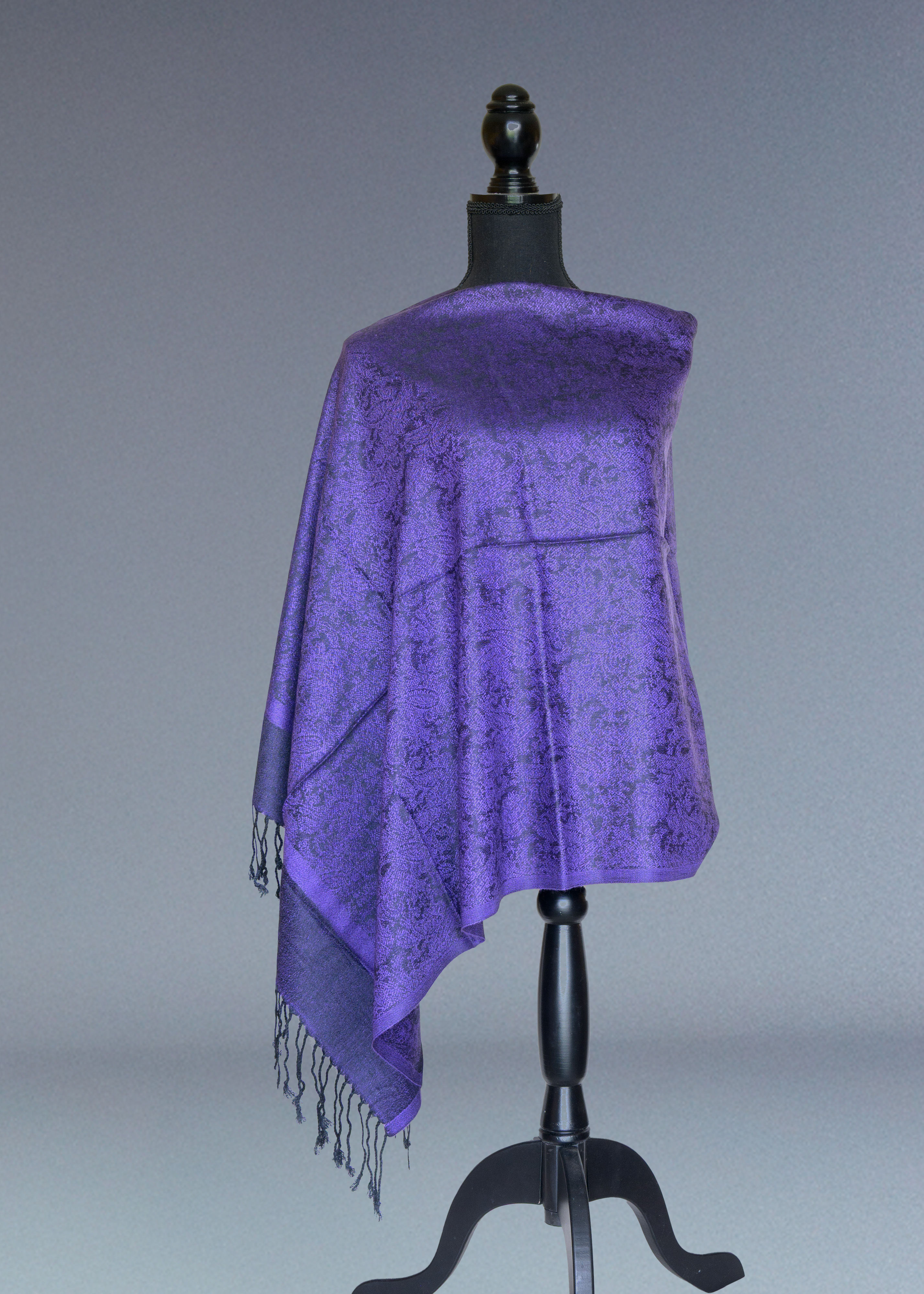 Self Printed Purple  Black Pashmina