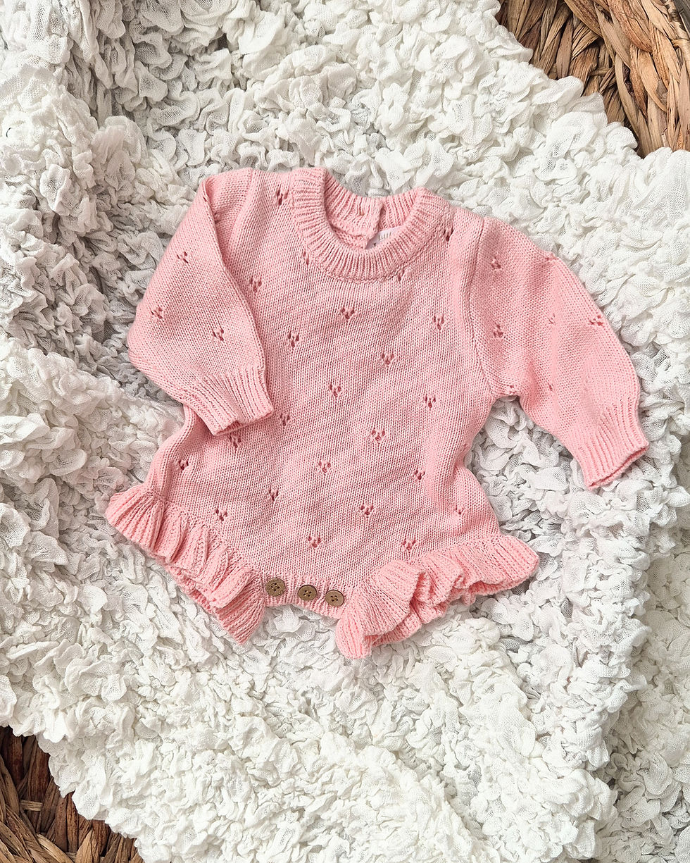 Thumbnail: Petal Pink Broidery Frill leg Romper 