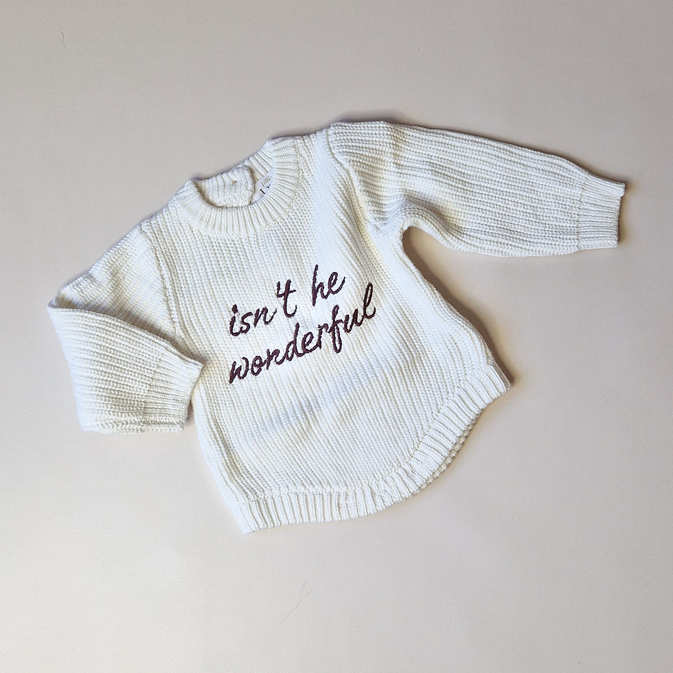 Thumbnail: 'Isn't he wonderful' baby knitted romper 