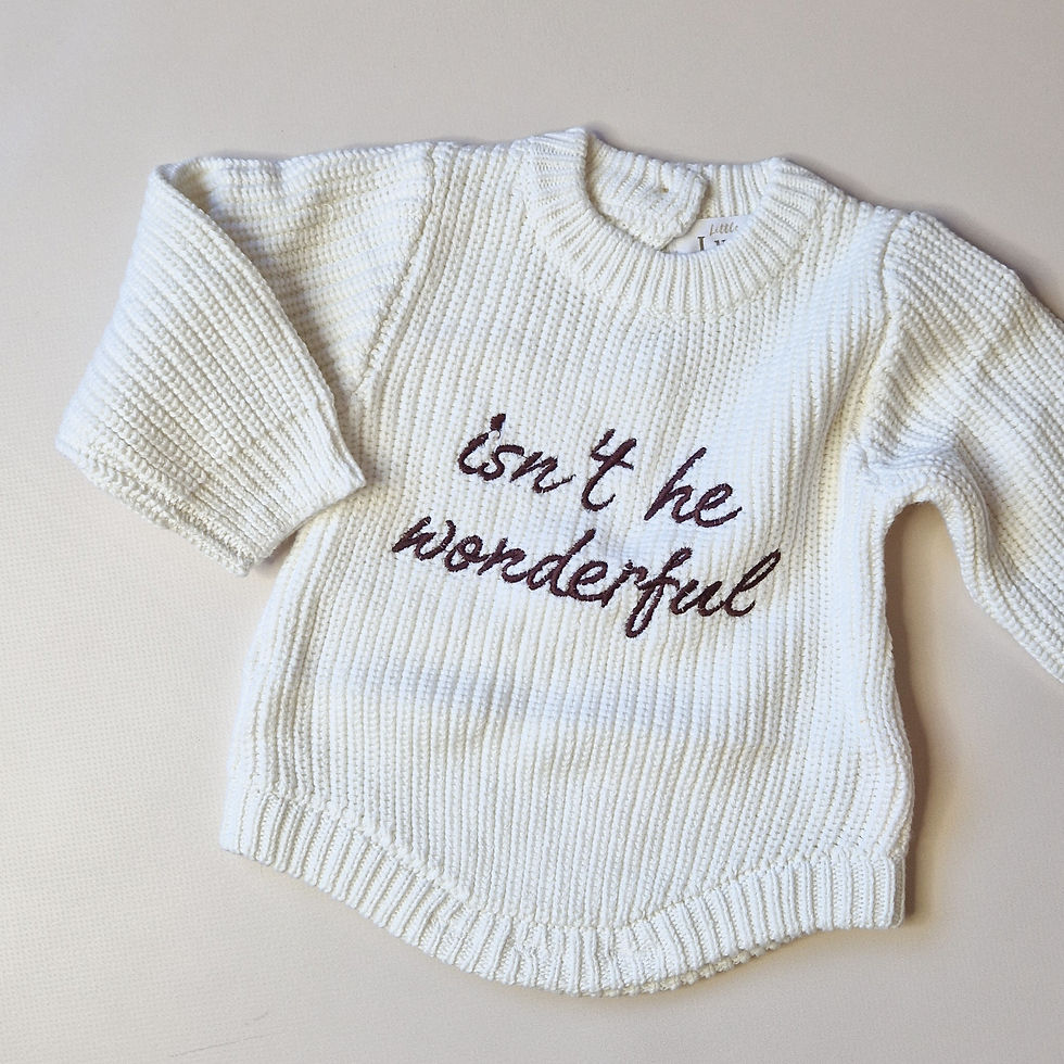Thumbnail: 'Isn't he wonderful' baby knitted romper 