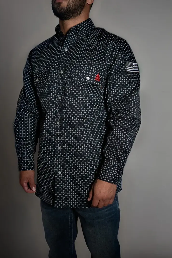 FR Pearl Snap Work Shirt - Reaper Black