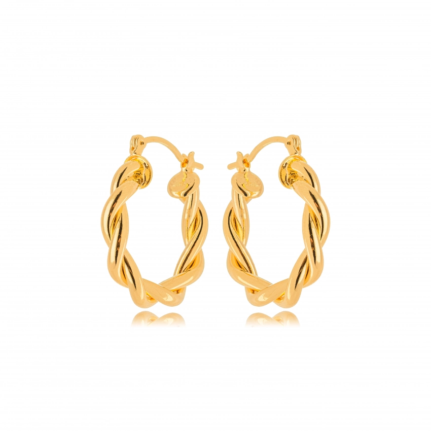 Korddon Semijoia – Brinco Argola Torcida Lisa Confeccionado em Banho de Ouro Amarelo de 18K R$ 149,90: https://korddon.com?ref=49