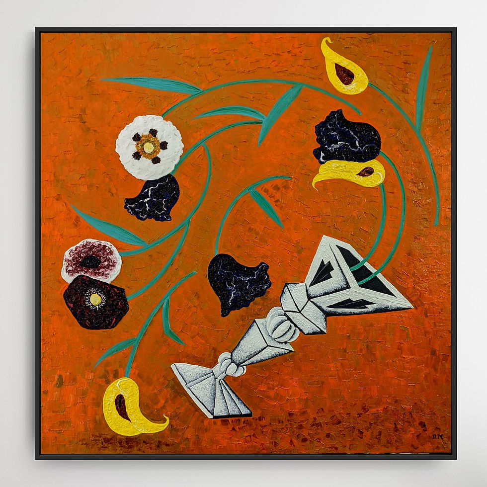 Thumbnail: 'No Ordinary Love' Floral Art Deco Cubist Impressionism Painting