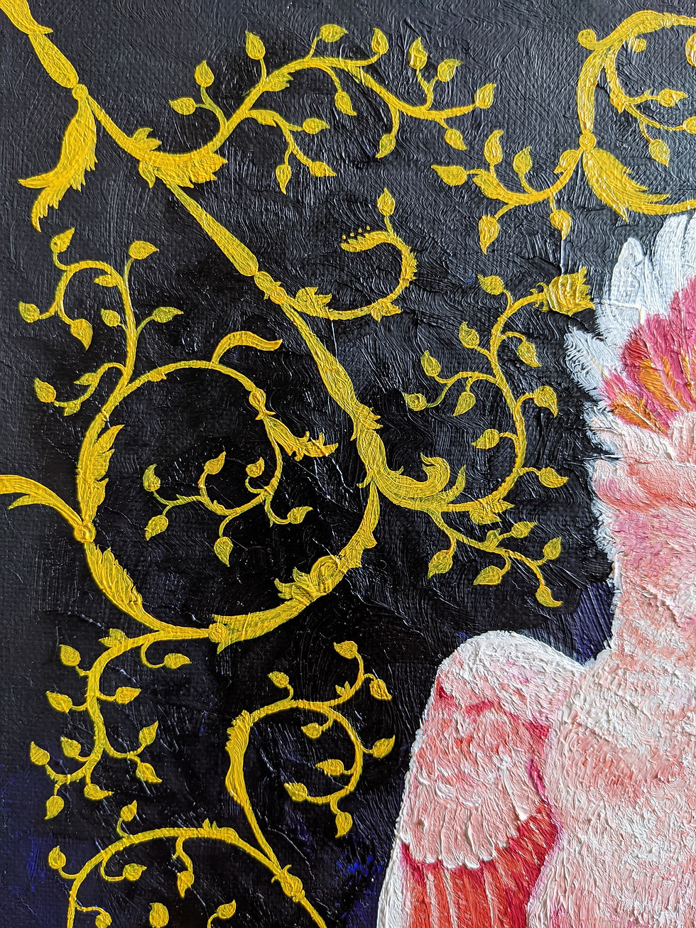 Thumbnail: 'Major Mitchell's Cockatoo' Exotic Bird Impressionism Oil Painting