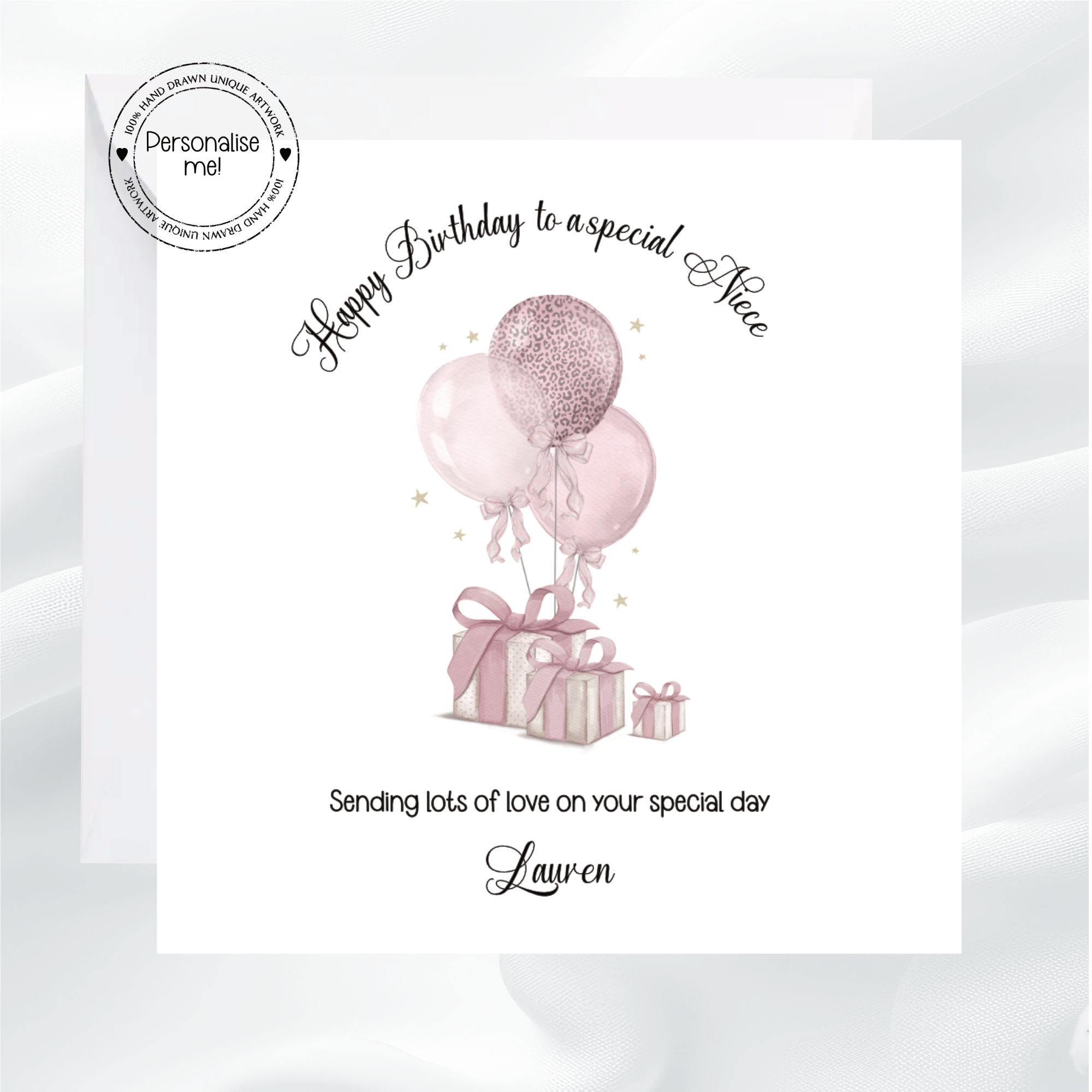 Birthday card for niece, personalisation available