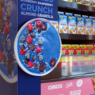 Danone breakfast activation retail campaign Light & Fit Silk Oikos Horizon smoothie