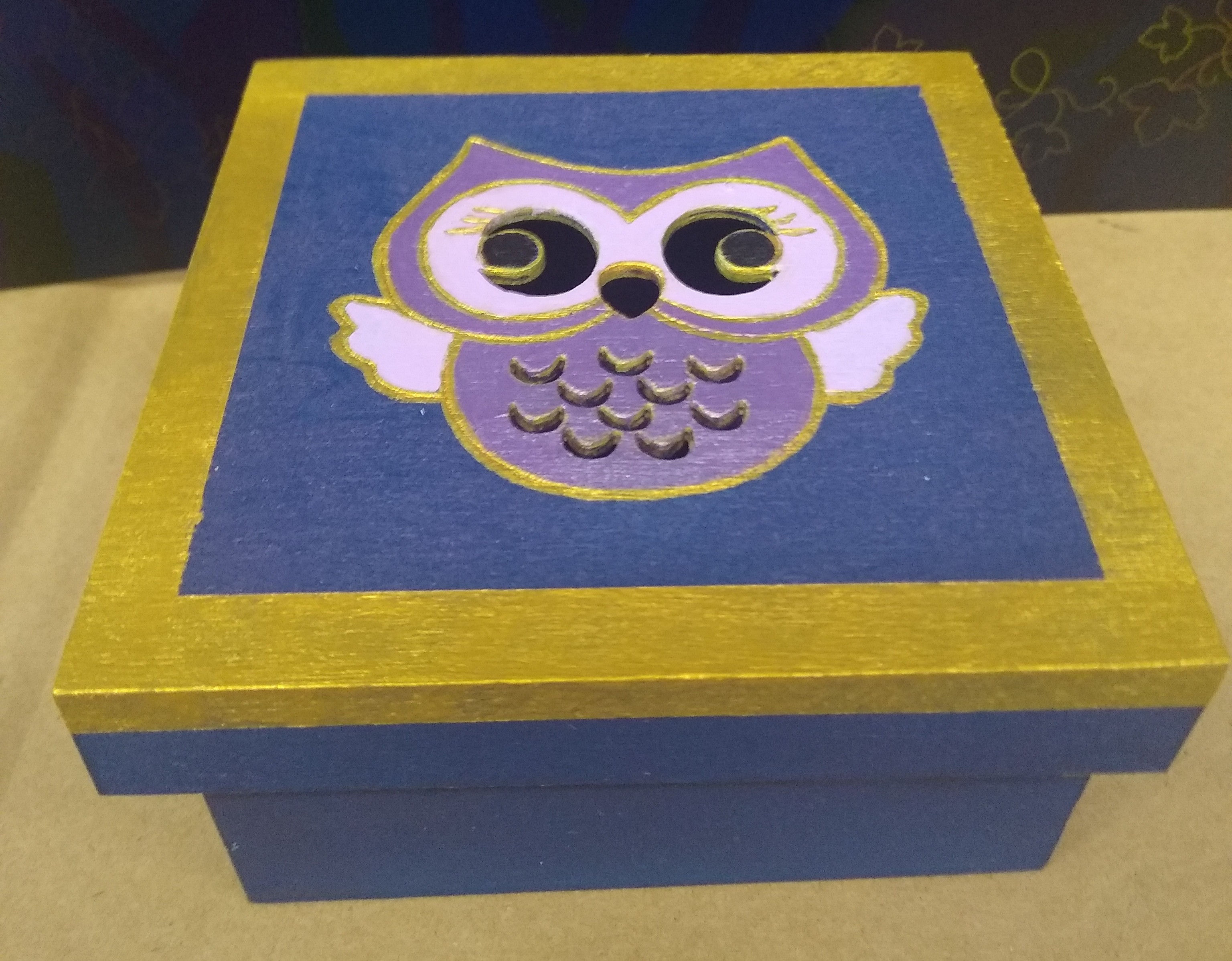 Hand Painted Owl Jewelry Box