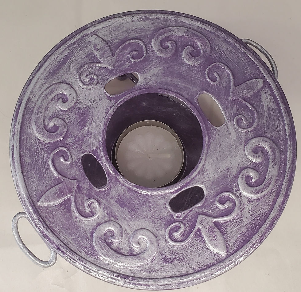 Thumbnail: Purple and Silver Filigreed Metal Candle Holder