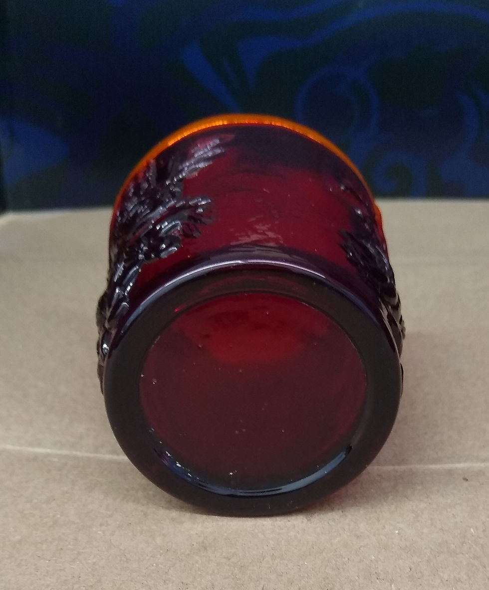 Thumbnail: 12.	Antique Imperial Ruby Depression Glass Votive