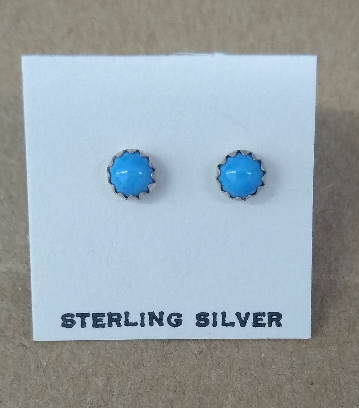 Sterling Silver and Turquoise round stud earrings