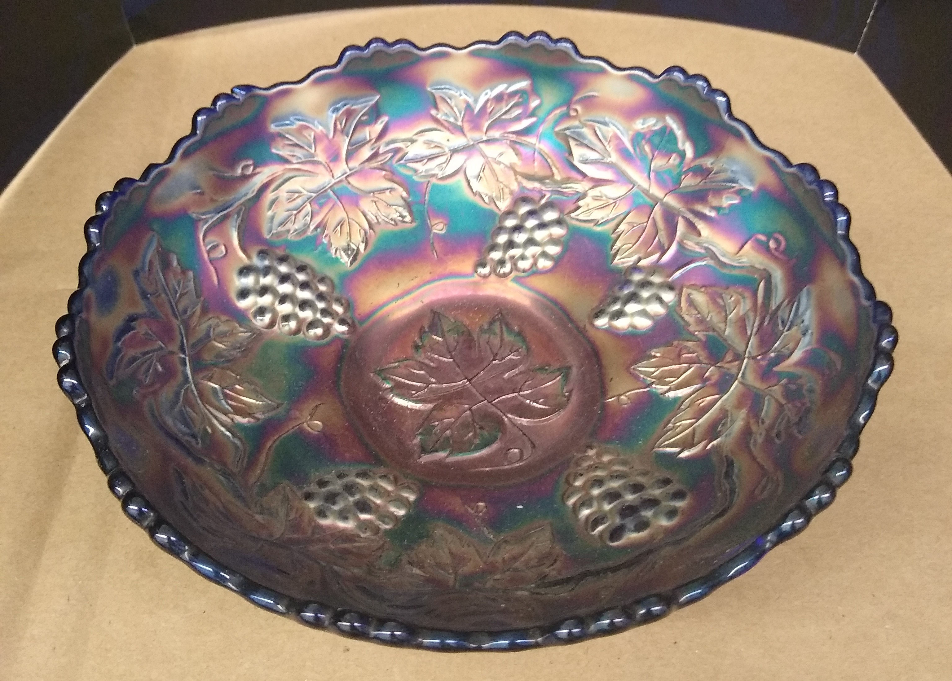 Fenton Blue Carnival Glass Bowl