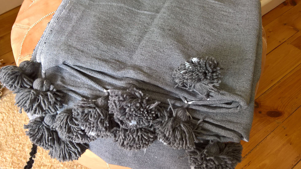 Thumbnail: Grey Pom Pom Blanket