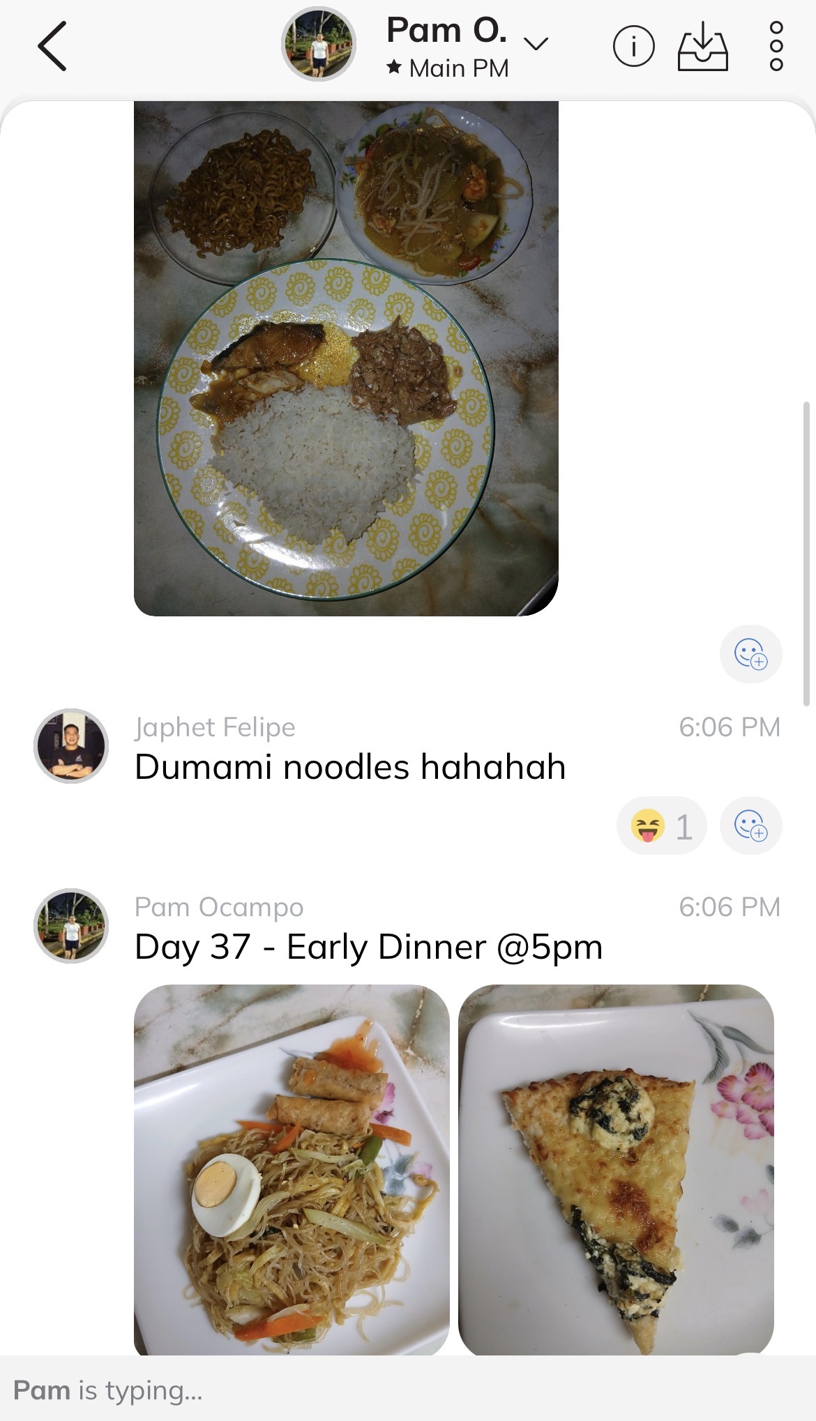 Actual Trainerize meal check-in conversation. Nutrition coaching happens in the app.