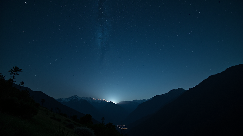 Wide angle view of the night sky filled with stars over Bhandhardhara