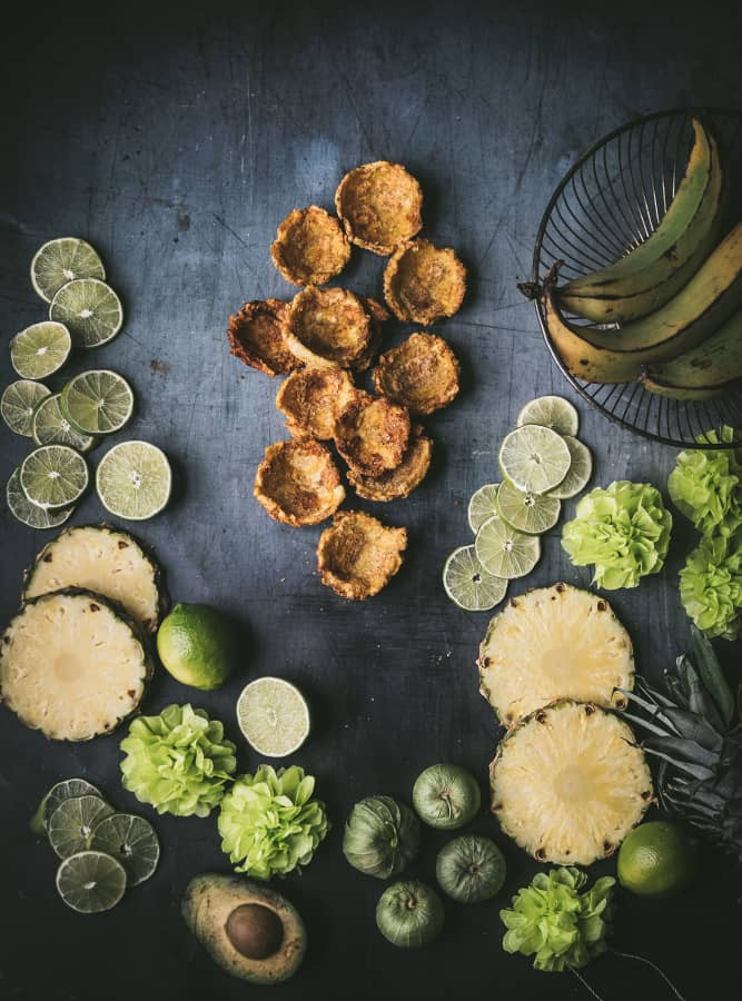 plantain cups with pineapple and avocado by becky hadeed the storied recipe podcast