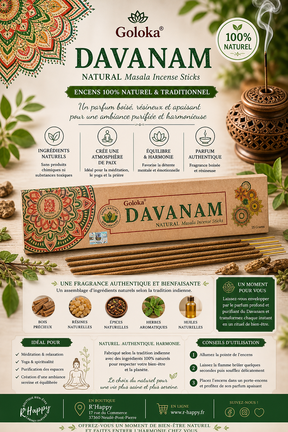 Miniature : Encens Goloka bâton Davanam