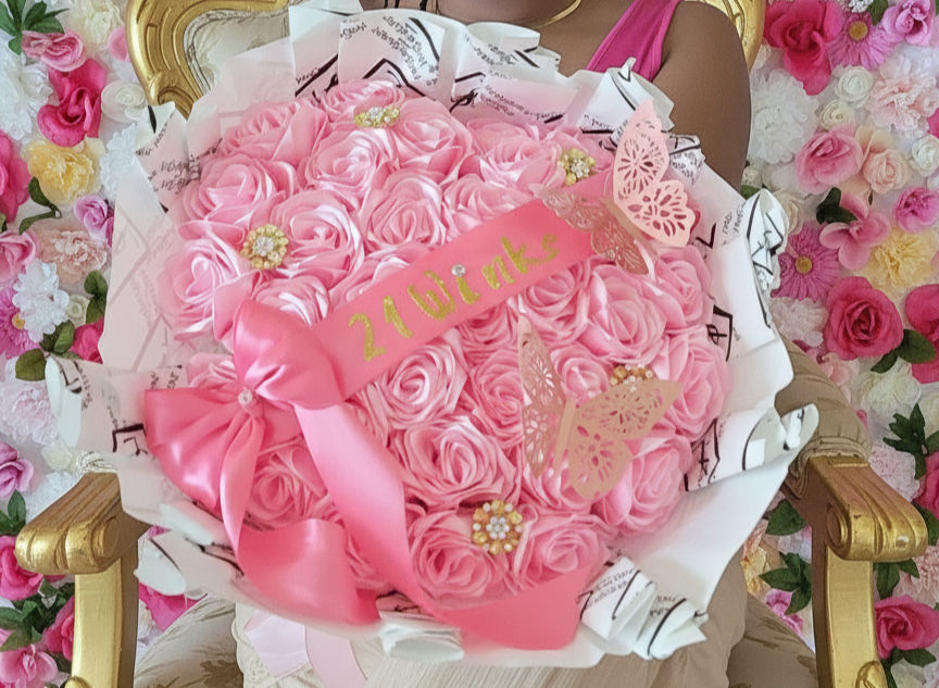 Thumbnail: Pretty Lady Satin Rose Bouquet