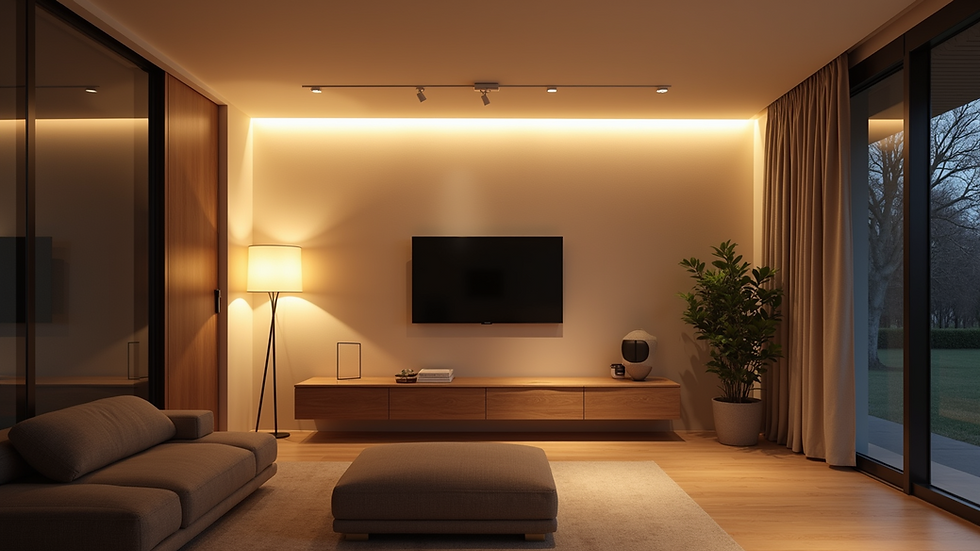 High angle view of modern LED lighting installation in a home