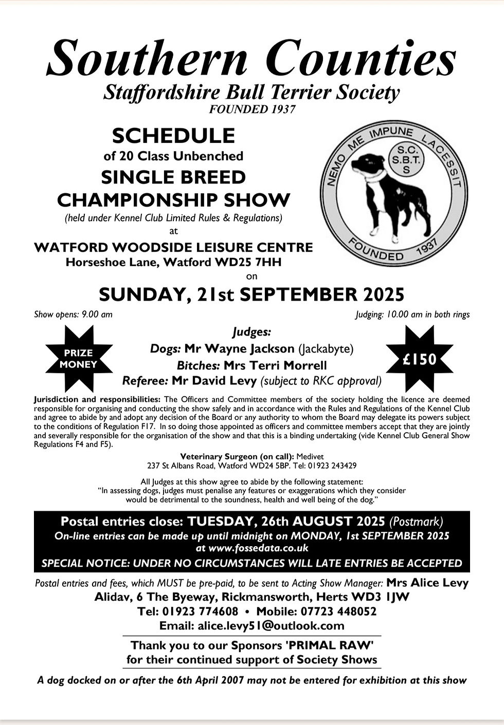 Dimanche 21 septembre đŹđ§đ Southern Counties Staffordshire Bull Terrier Society Championship Show đđŹđ§