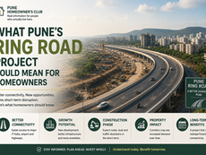 Aerial view of Pune Ring Road construction showing major infrastructure development and its potential impact on homeowners, property growth, and city connectivity.