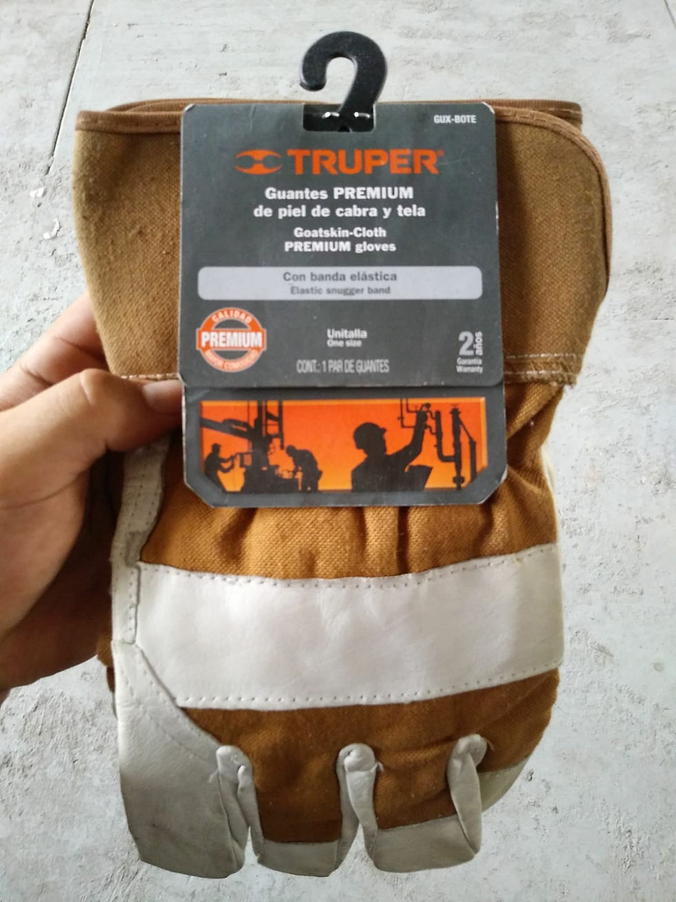 GUX-BOTE Guantes piel de cabra y loneta