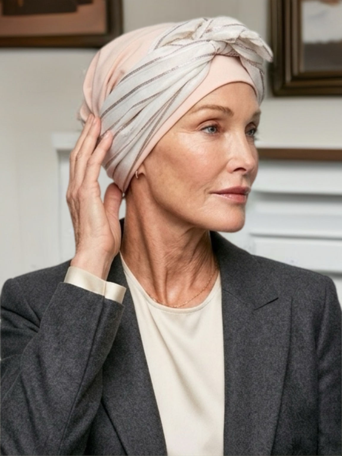 Foulard Nessa rose poudré