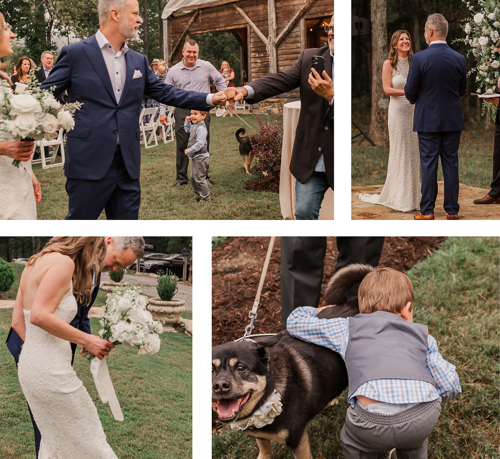 Guests celebrating, hugging, and interacting after the ceremony at a Ridge Rose Venue wedding in North Georgia.