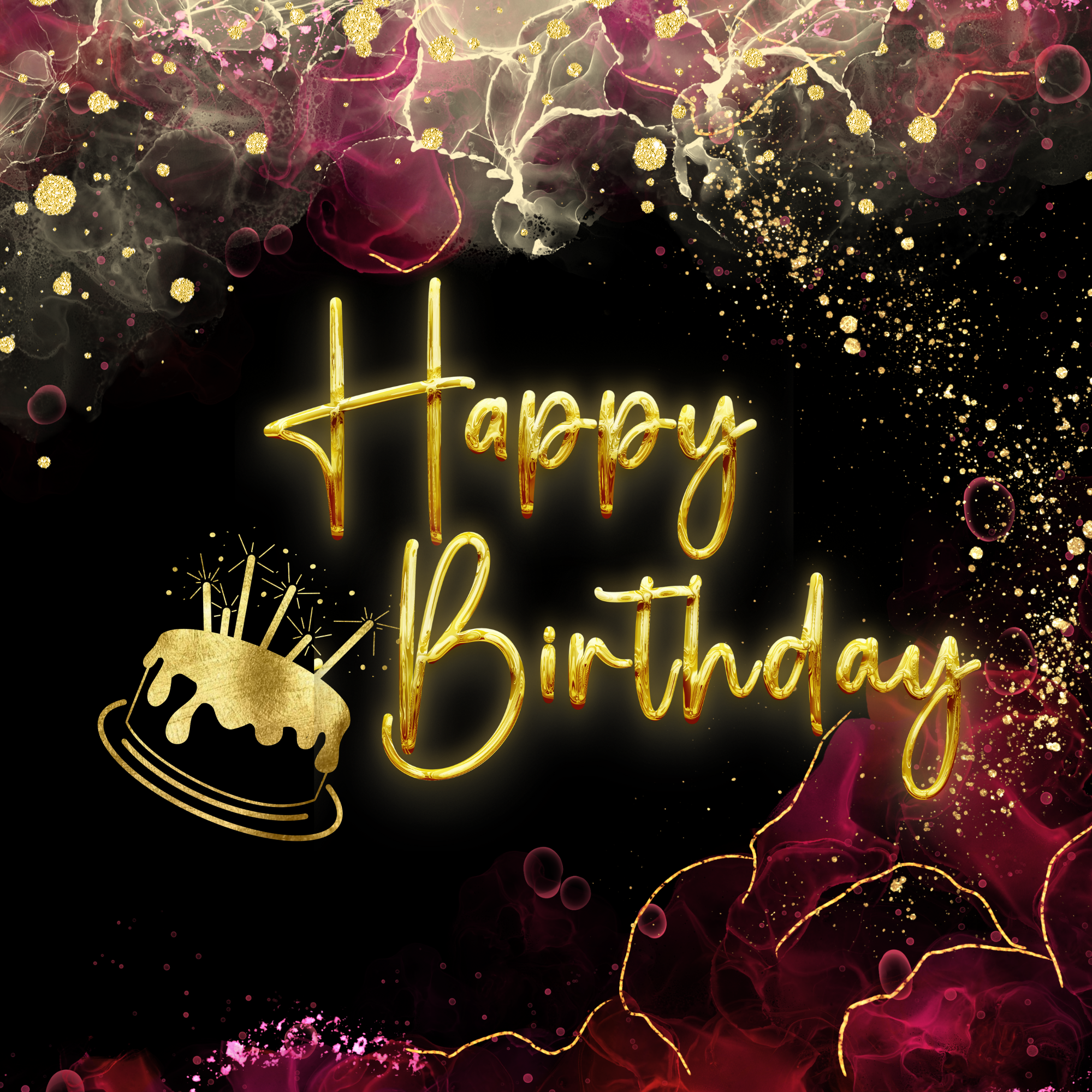 Pink Black and Gold Birthday Backdrop, Modern, Celebration Design
