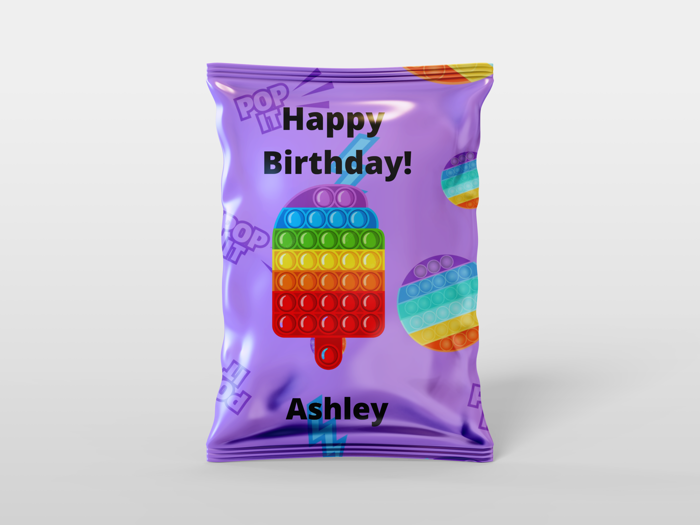 Pop It Themed Kids Chip Bag Design, Modern, Celebration Template