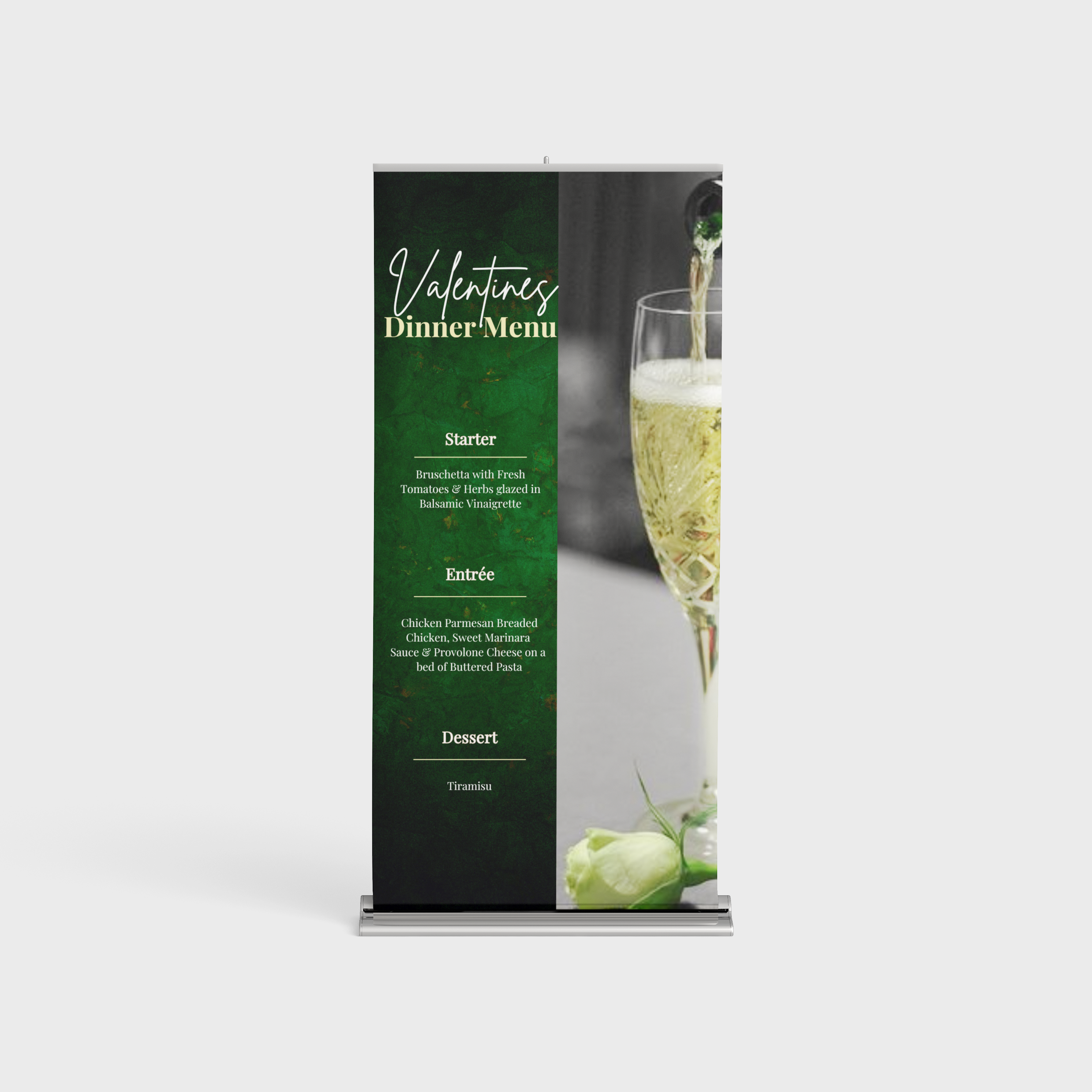 Black & Green Valentines Day Menu, Modern Design