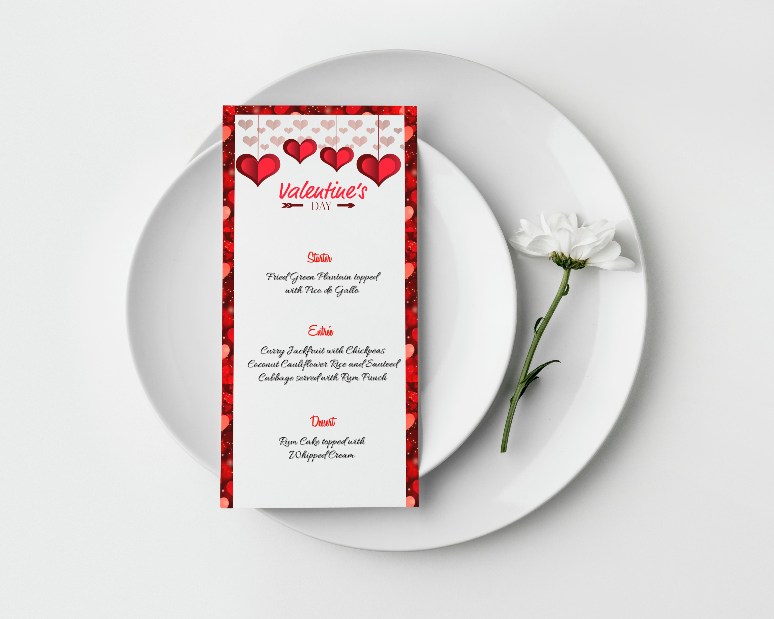 Valentines Day Menu, Modern, Dinner Menu Card