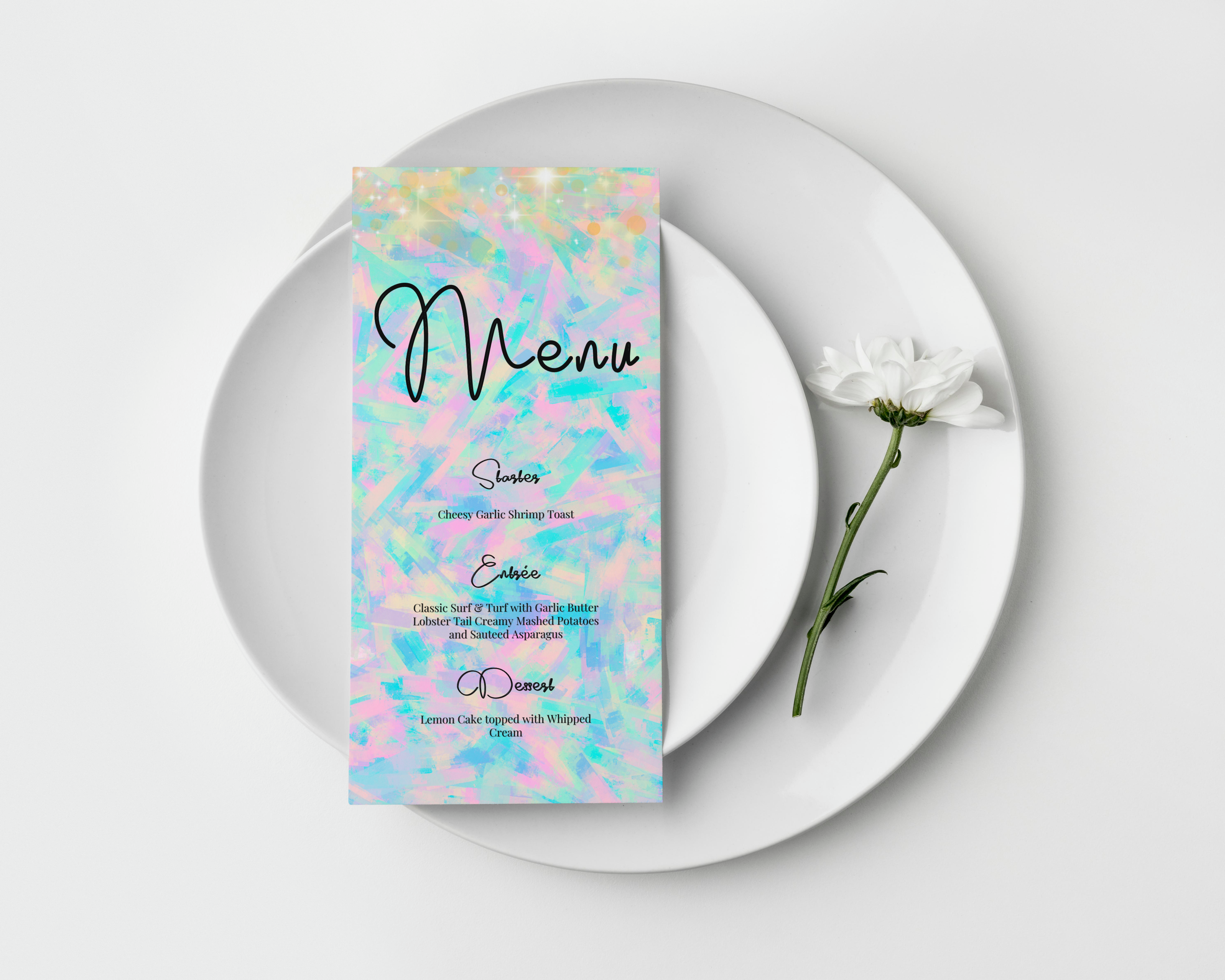 Holographic Menu, Celebration Template