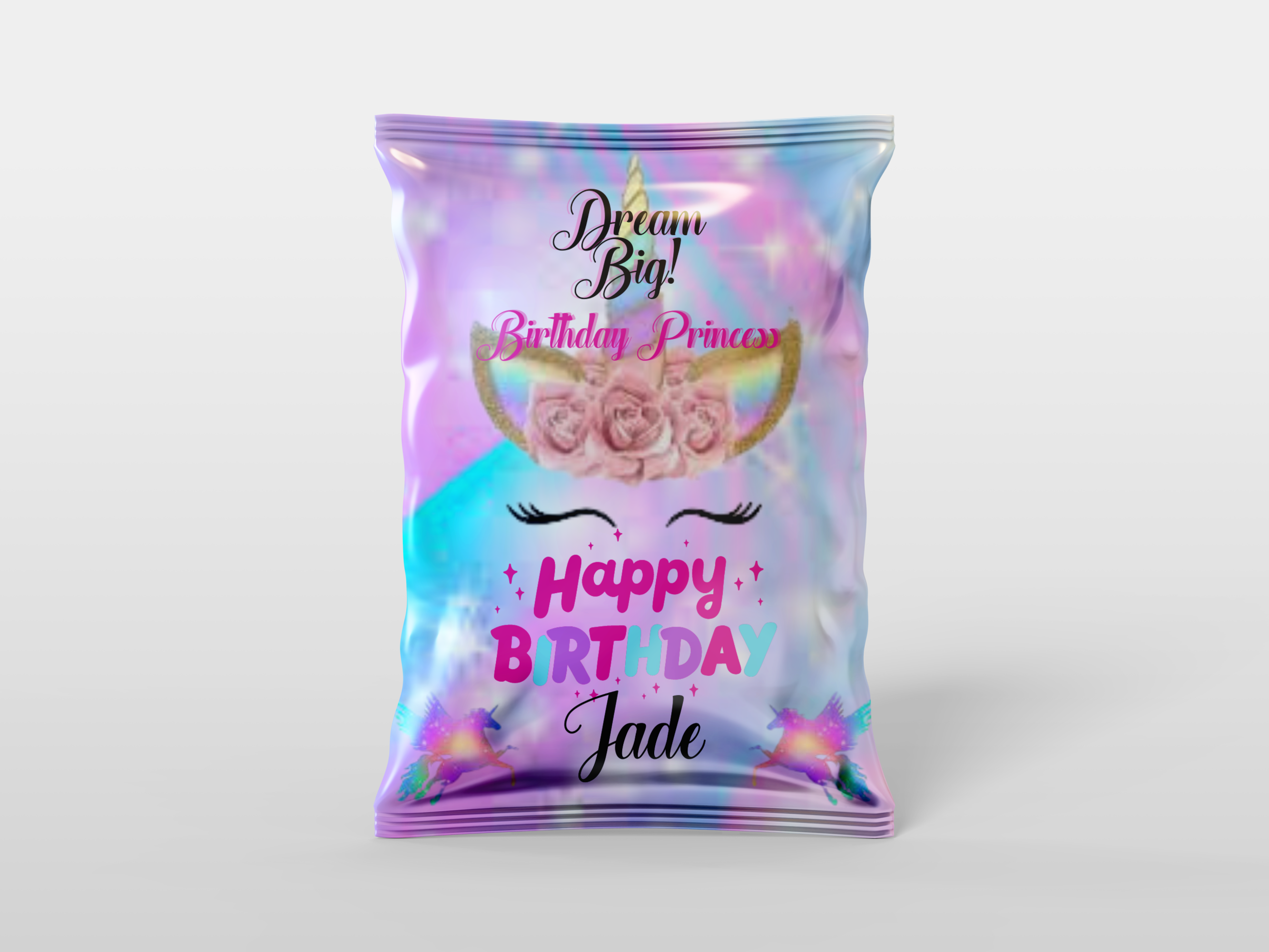 Unicorn Magical Kids Chip Bag Design, Modern Celebration Template