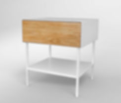 שידת לילה מעץ וברזל לבן