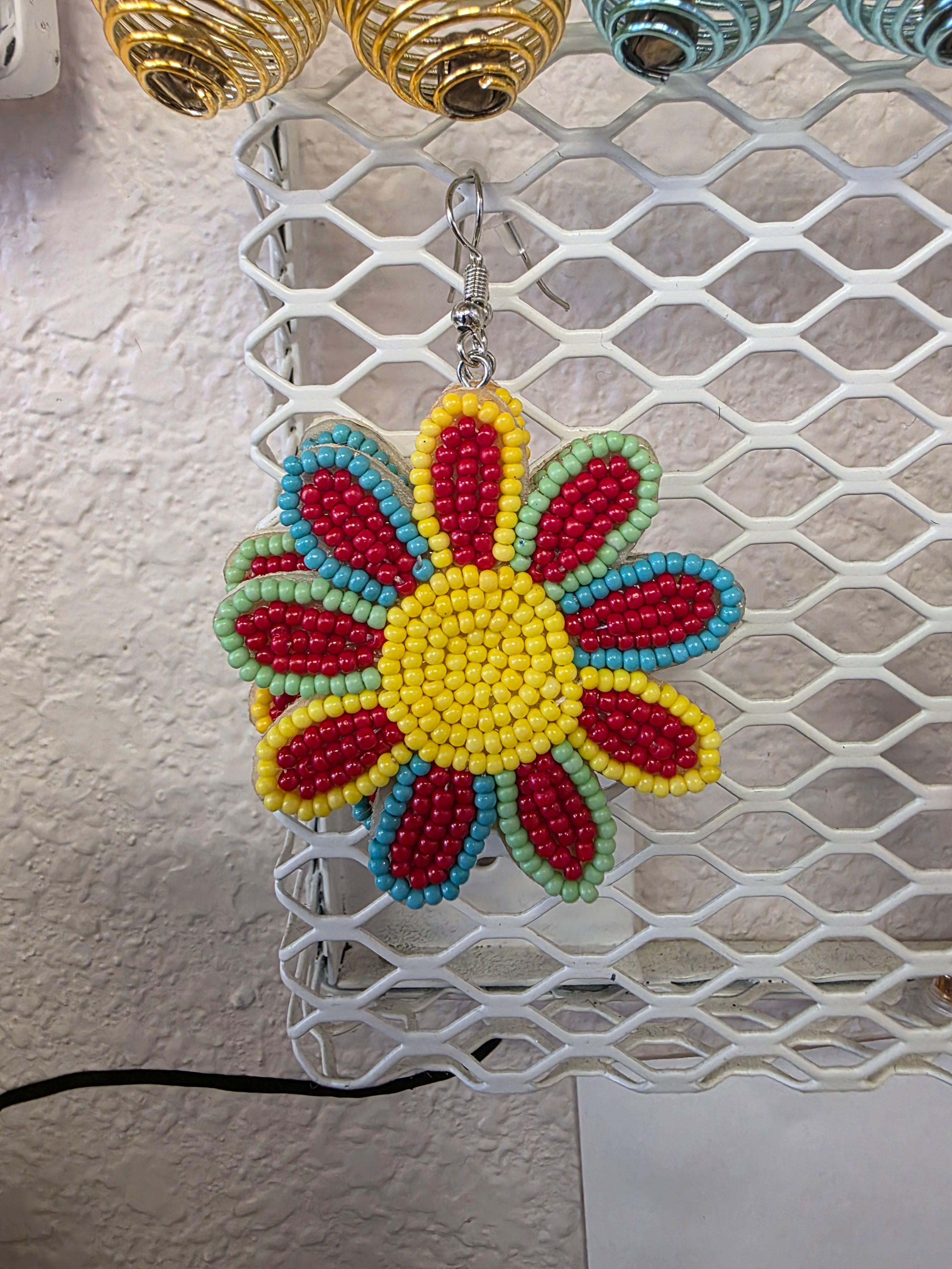 Bead flower earrings