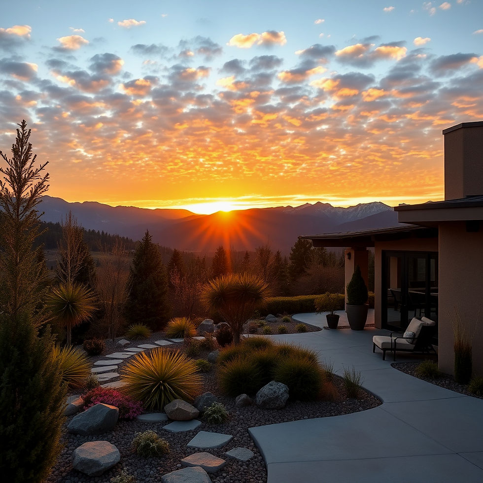 A beautiful commercial office in the mountains with beautiful mountain views and a golden