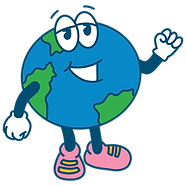 Ilustração digital divertida do mundo. Desenho planeta terra
