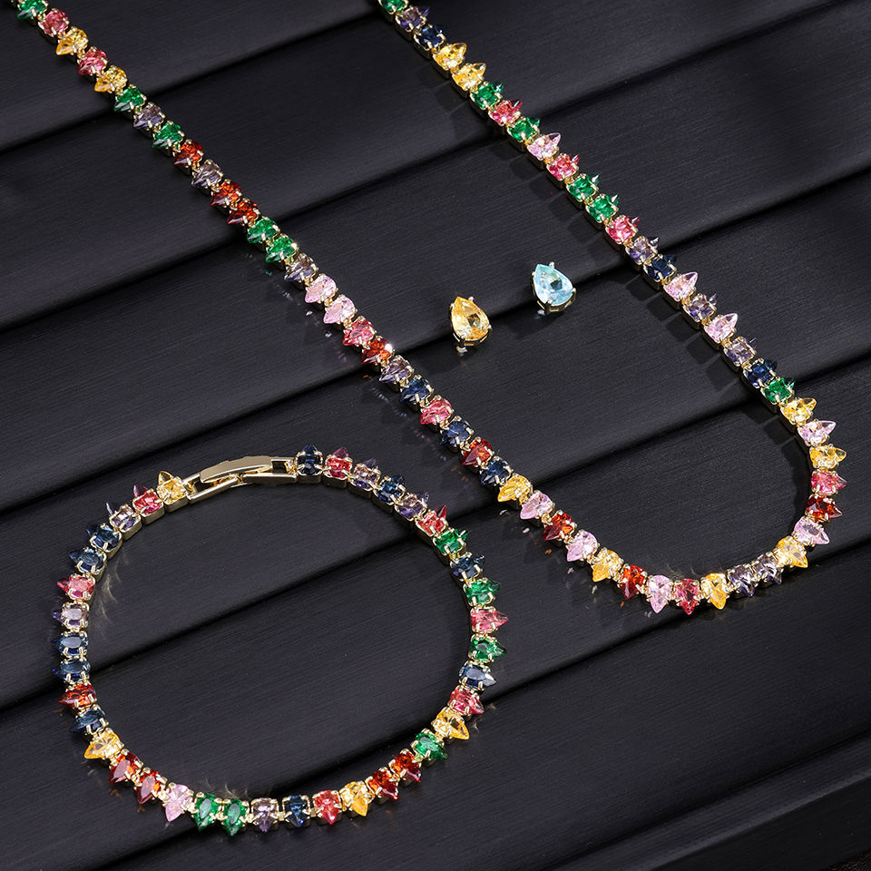 Thumbnail: ZAKOL Gorgeous Buling AAA Clear Round Cubic Zirconia Wedding Bridal Necklace Ear