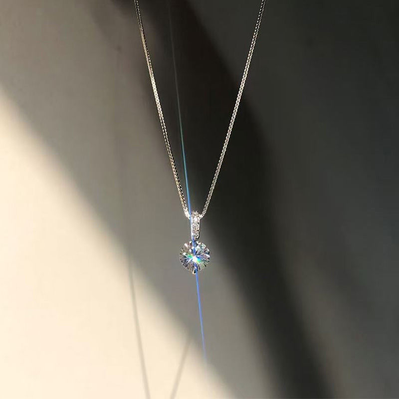Thumbnail: Sterling Silver Geometric Teardrop Pendant Necklace for Women – Elegant Cubic Zi