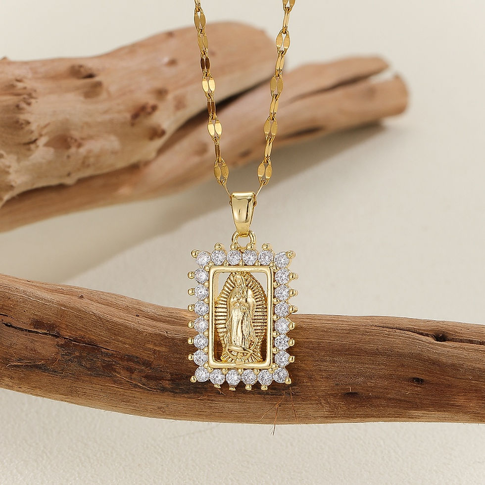 Thumbnail: Retro Fashion Our Lady Series Necklace For Women Micro-inlaid Colored Zircon Rou