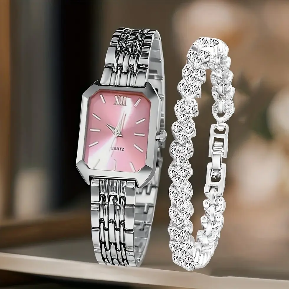 Thumbnail: Roma Dial Rhinestone Watch Set