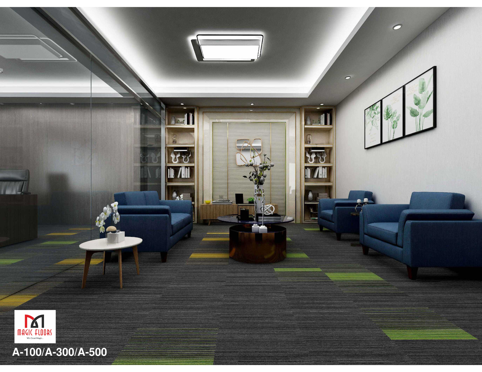 Modern Geometric Commercial Magic Carpet Tiles A100/A300/A500