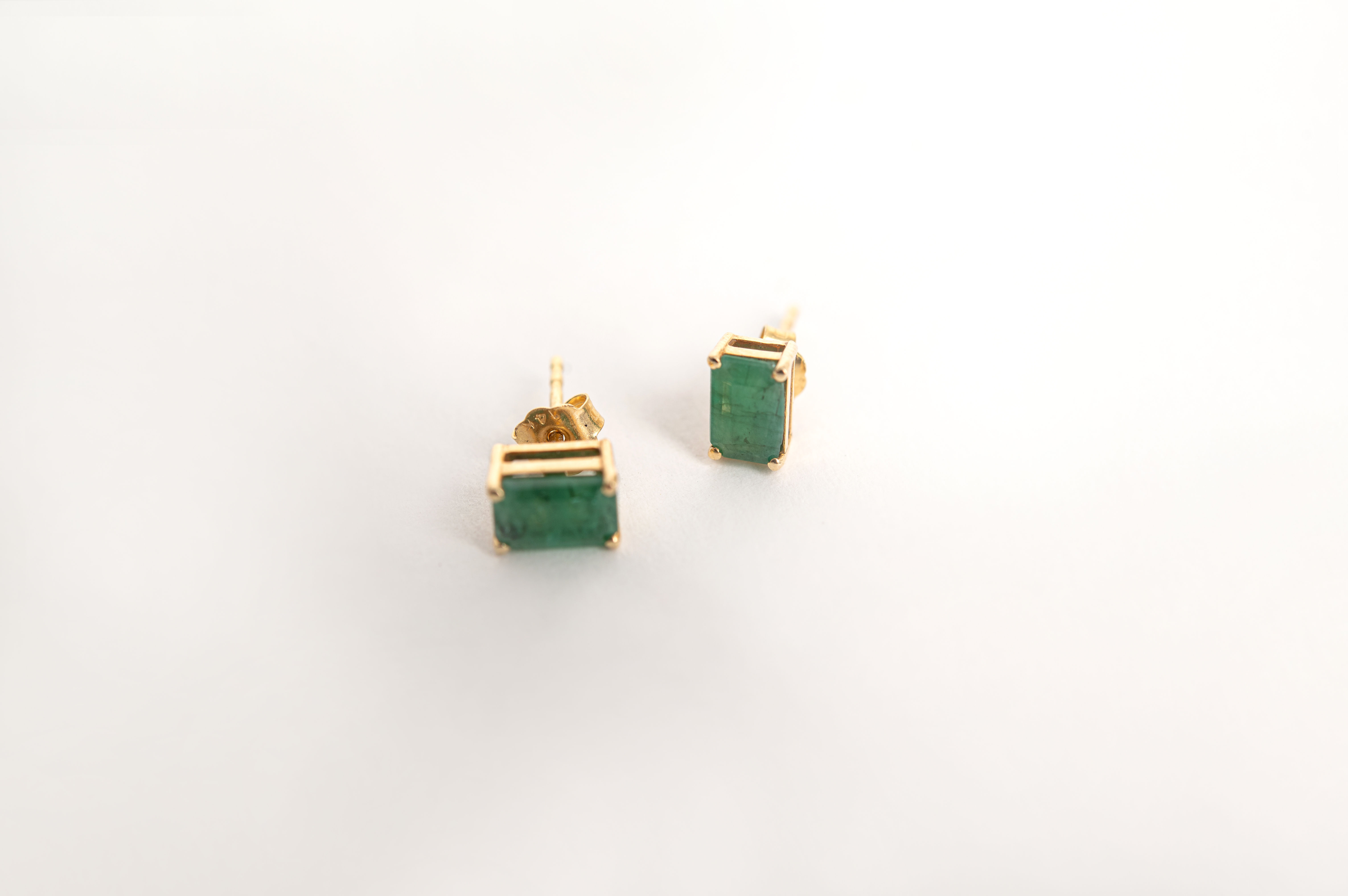 Emerald shape studs