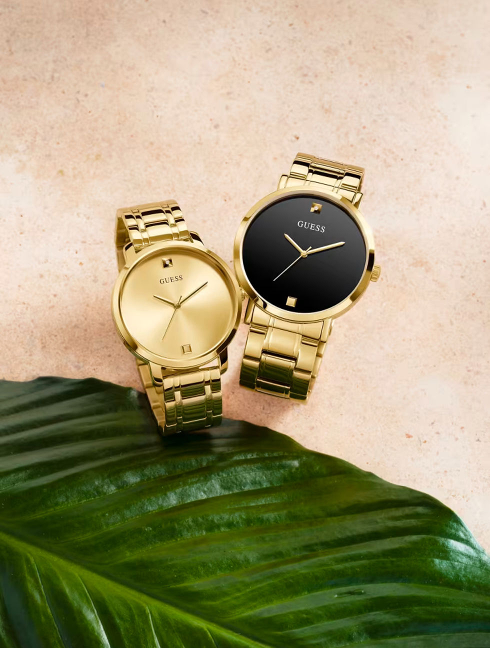 Thumbnail: Guess Gold Tone and Black Diamond Analog Watch - 44MM