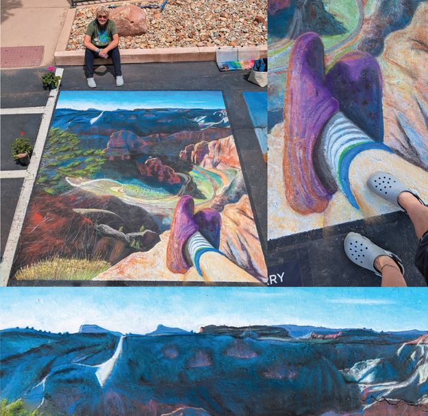 My 2026 chalk contribution, a self-portrait view from Cable Mountain, Zion NP