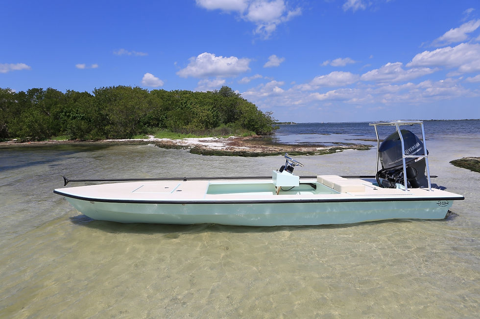 Side view of the Hell's Bay Waterman, click the picture to read her current factory specs.