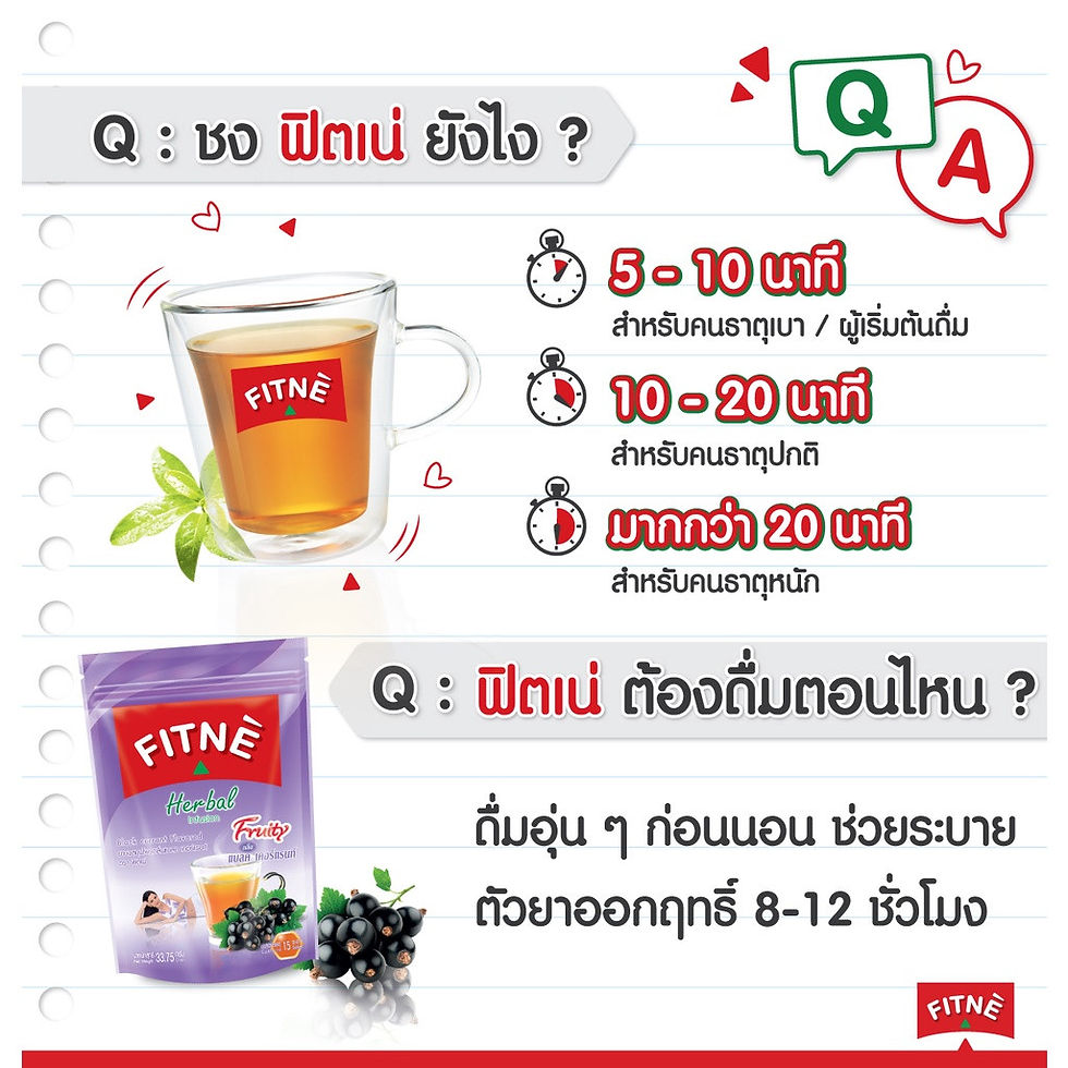 ภาพขนาดย่อ: ไทย ฟิตเน่ ชาสมุนไพร รสแบล็คเคอร์แรนท์ 15 ซอง
