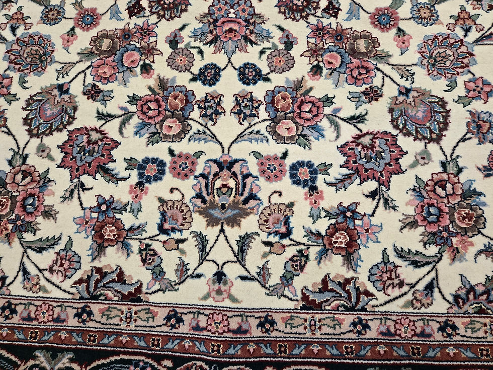 Thumbnail: Persian Tabriz | Ivory Field with Navy Border